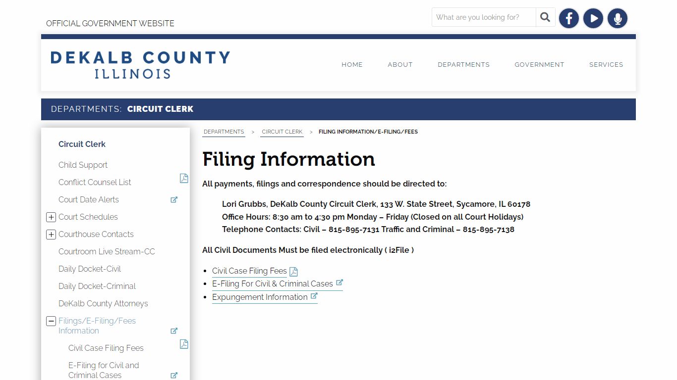 Filing/Fees Information - DeKalb County, Illinois